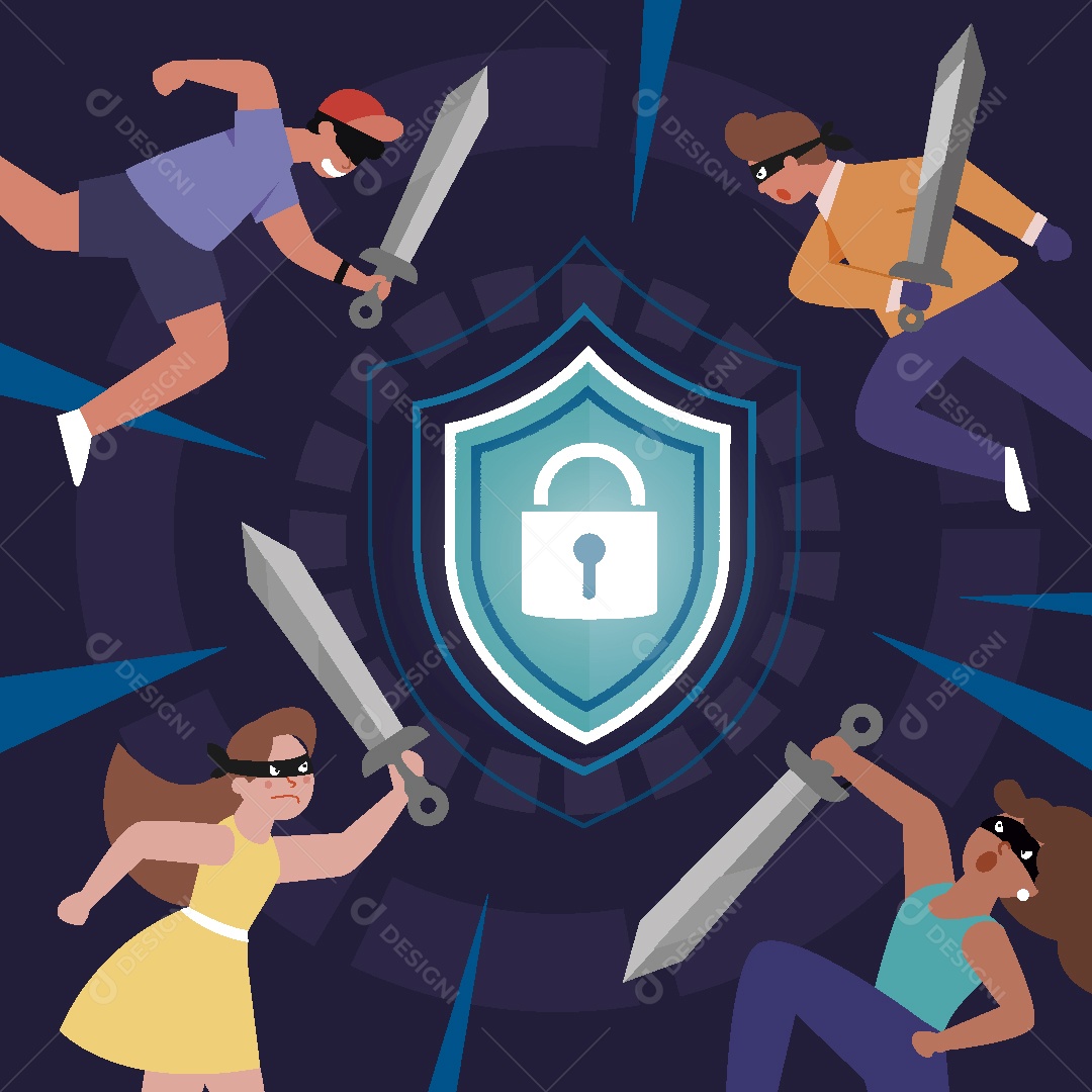 Ilustração de Antivírus e Segurança de Proteção Vetor EPS