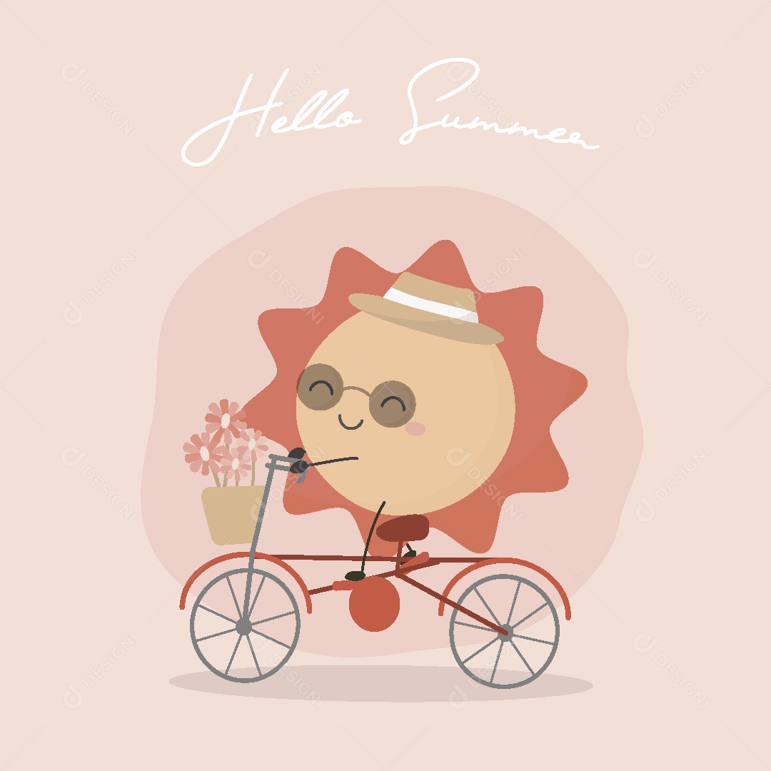 Sol Andando de Bicicleta Ilustração Vetor EPS