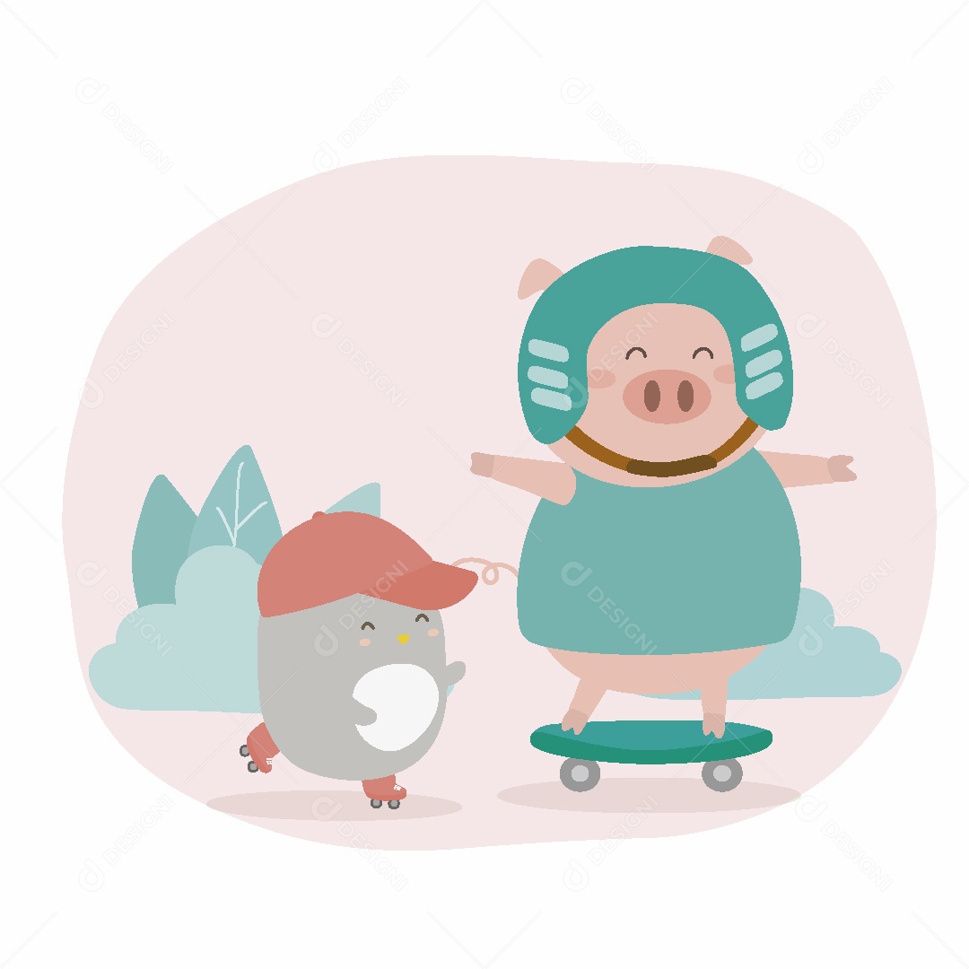 Porco de Skate Ilustração Vetor EPS