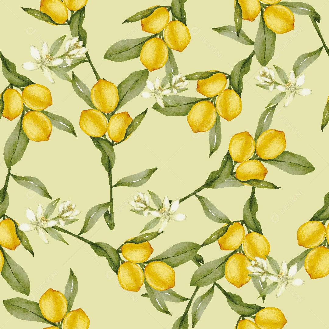 Papel de Parede de Limão em Aquarela Vetor EPS