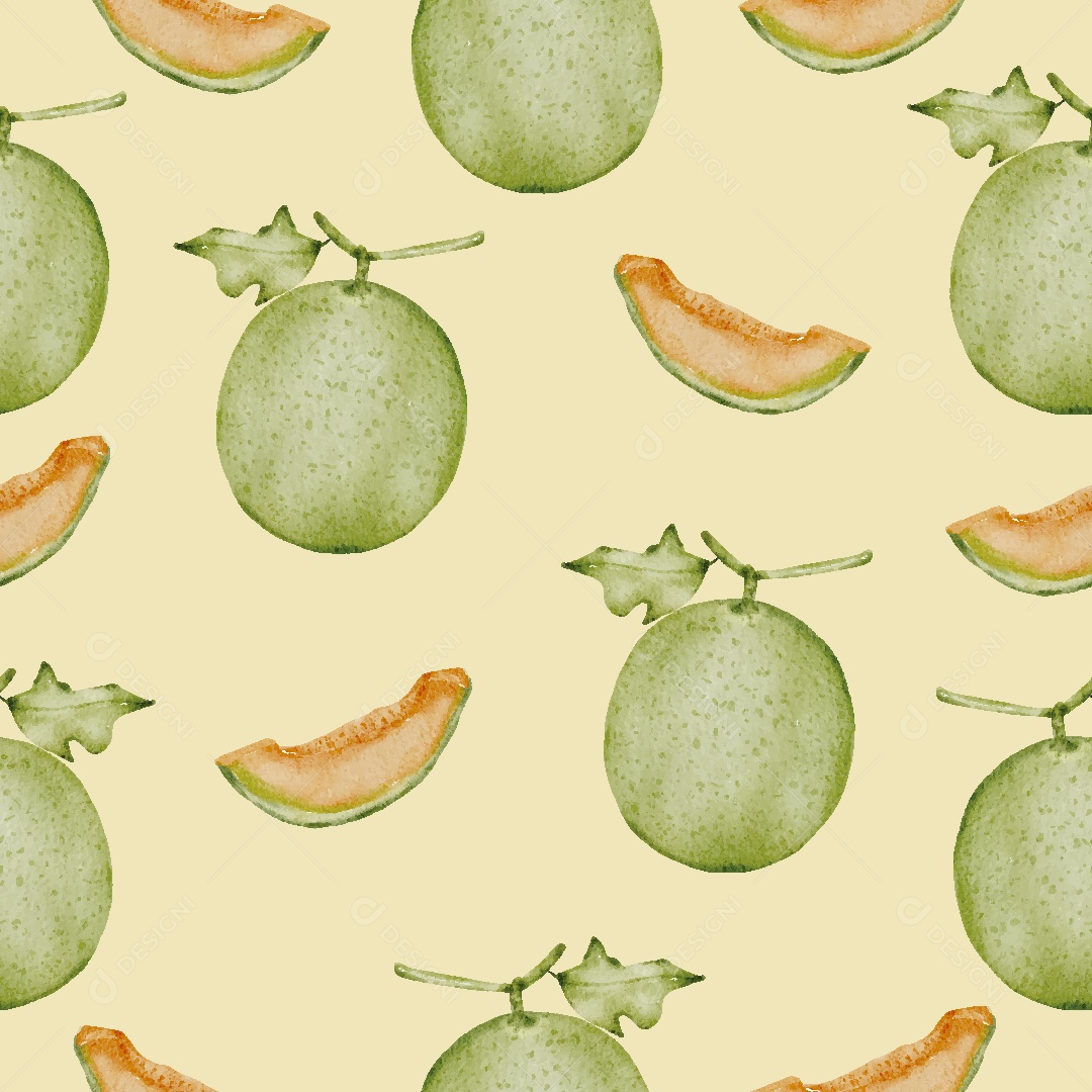 Papel de Parede de Melão em Aquarela Vetor EPS