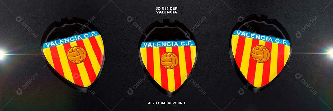 Icones 3D Banner Brasão De Time Valencia Para Composição PSD