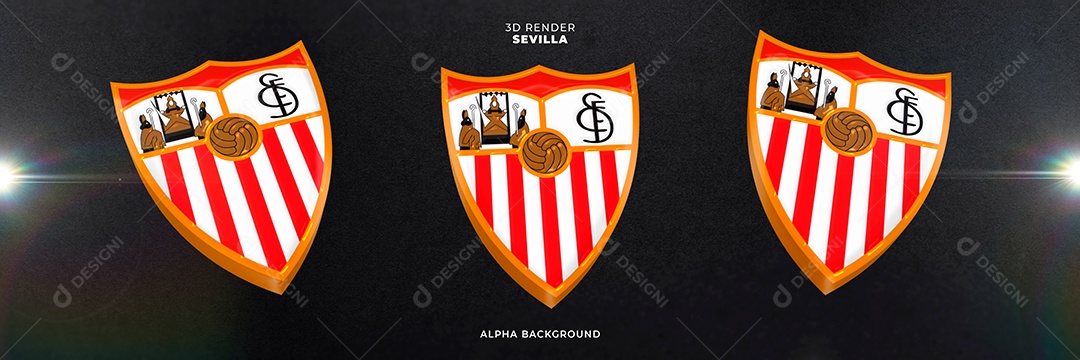 Icones 3D Banner Brasão De Time Sevilla Para Composição PSD