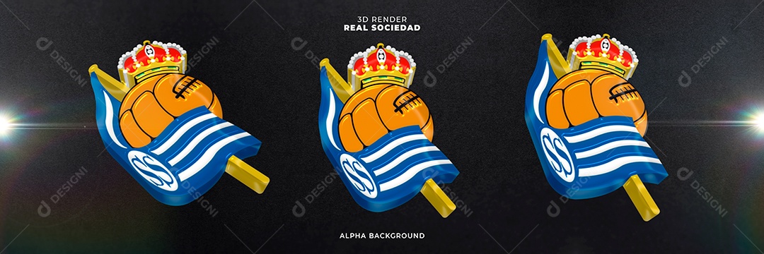 Icones 3D Banner Brasão De Time Real Sociedad Para Composição PSD