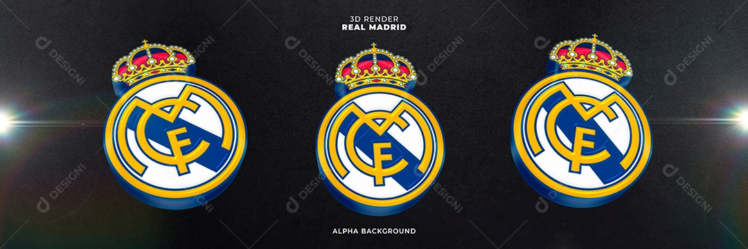 Icones 3D Banner Brasão De Time Real Madrid Para Composição PSD