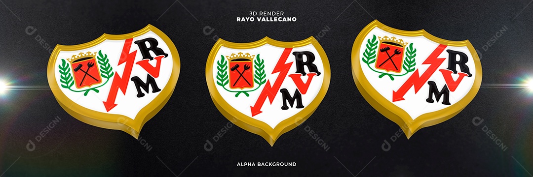 Icones 3D Banner Brasão De Time Rayo Vallecano Para Composição PSD