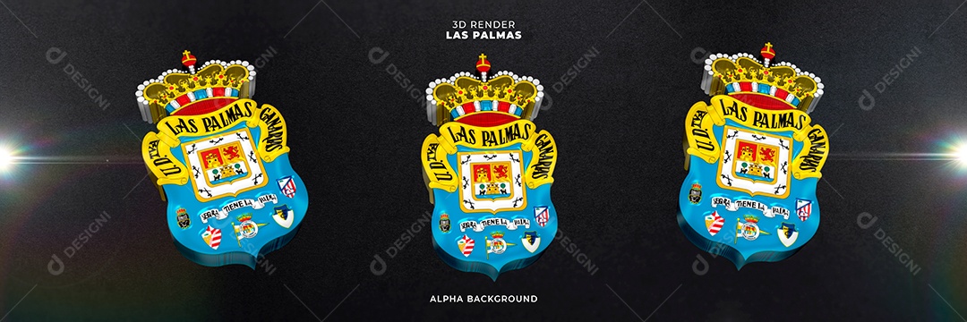 Icones 3D Banner Brasão De Time Las Palmas Para Composição PSD