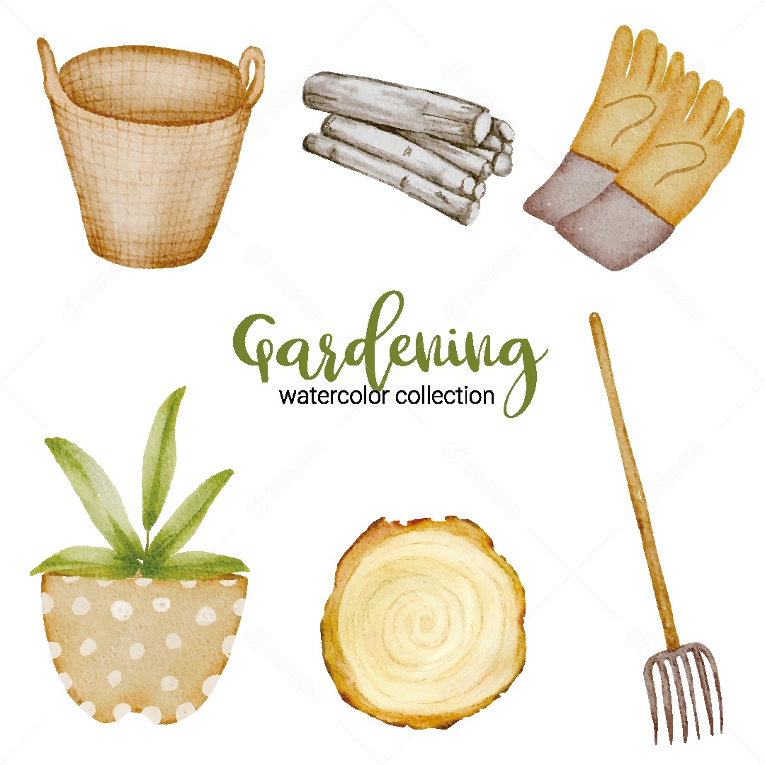 Coleção de Jardinagem em Aquela Ilustração Vetor EPS