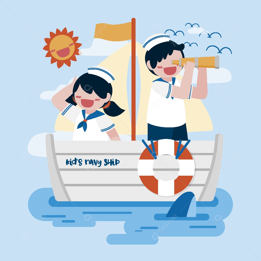 Garoto Marinheiro Ilustração Vetor EPS