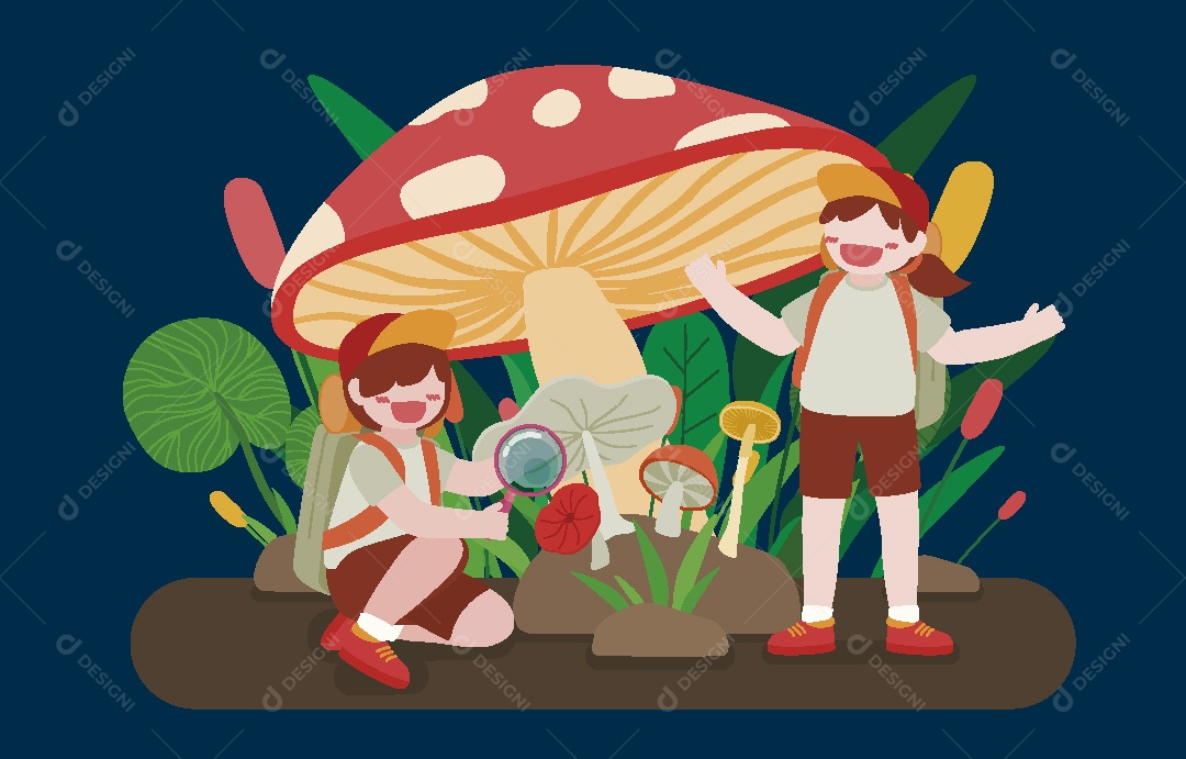 Conjunto de Crianças Pesquisadoras Ilustração Vetor EPS