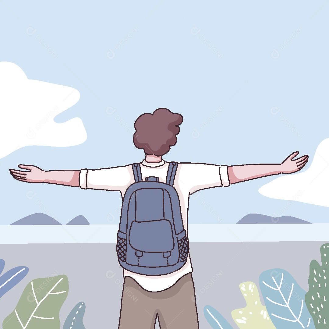 Perosngem Viajante Ilustração Vetor EPS