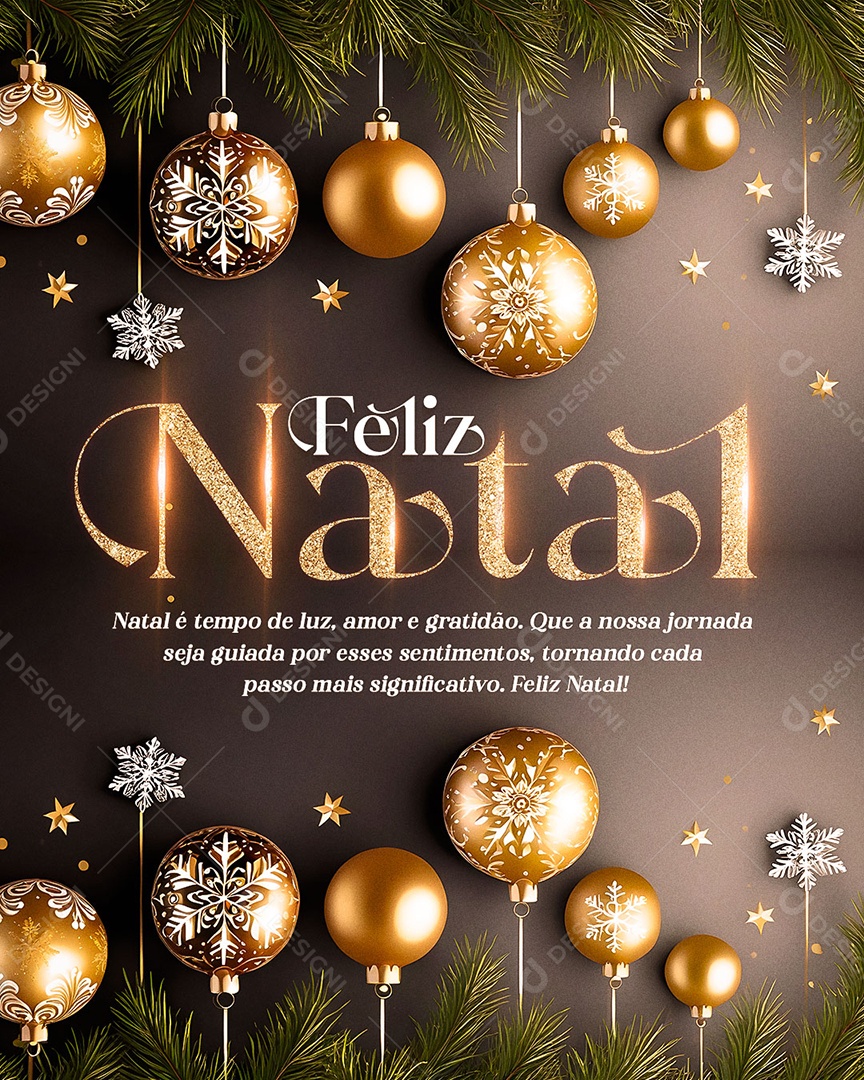 Feliz Natal é Tempo de Luz Amor e Gratidão Social Media PSD Editável