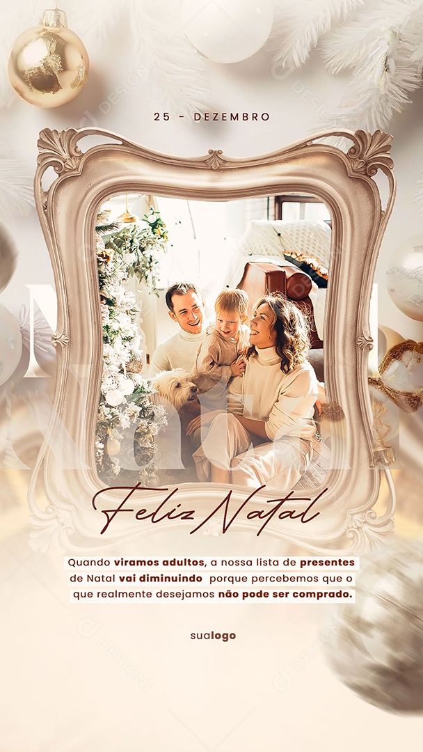 Feliz Natal Quando Viramos Adulto a nossa Lista de Presentes vai Diminuindo Social Media PSD Editável