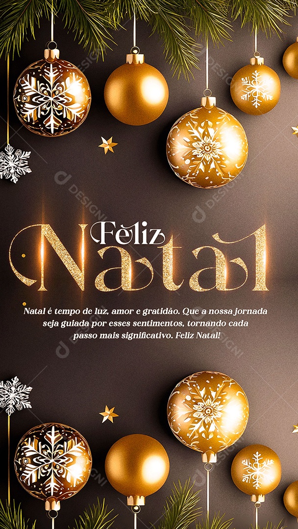 Story Feliz Natal é Tempo de Luz Amor e Gratidão Social Media PSD Editável