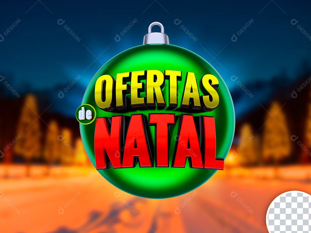 Ofertas de Natal Selo 3D Amarelo Vermelho e Verde para Composição PSD