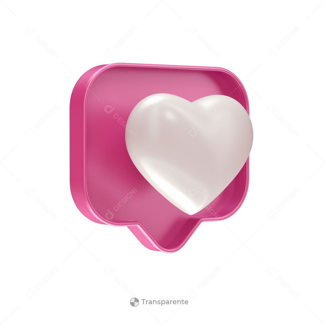 Like Coração Rosa Elemento 3D para Composição PSD