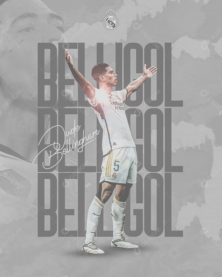 Social Media Flyer Futebol Dude Bellingham PSD Editável