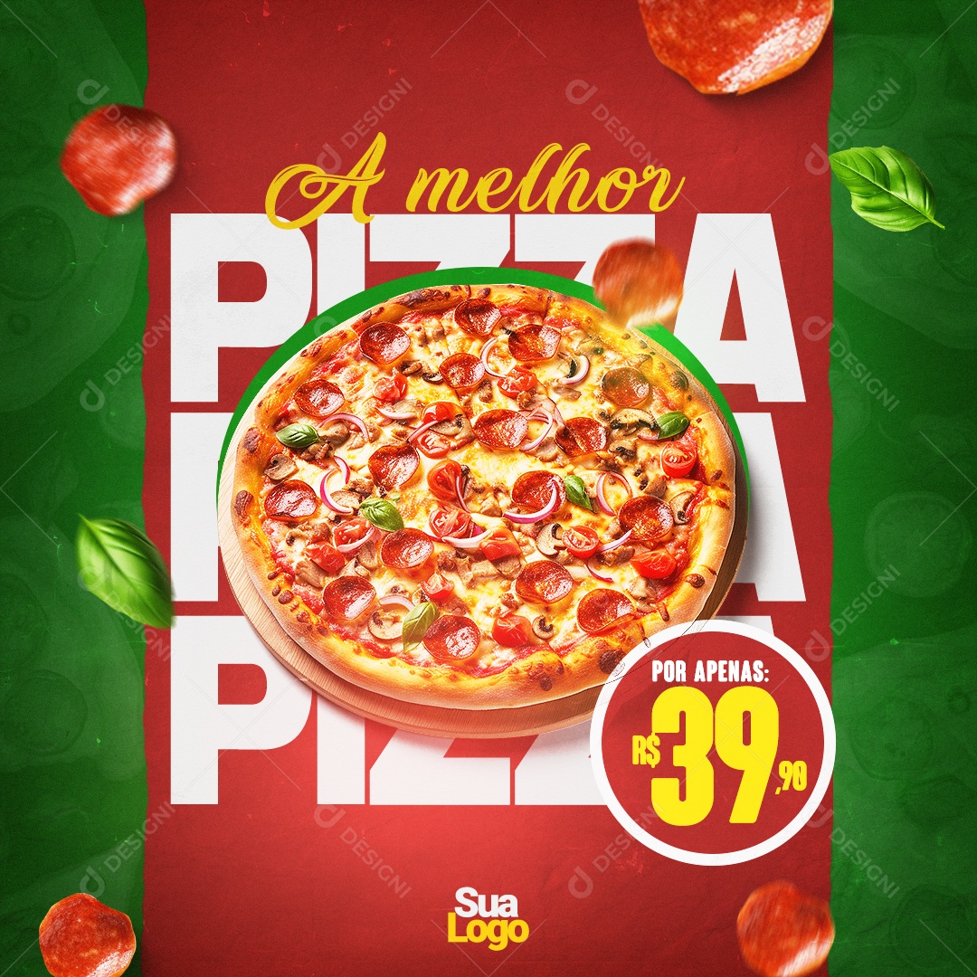 Pizzeria The Best Pizza Social Media Editable PSD