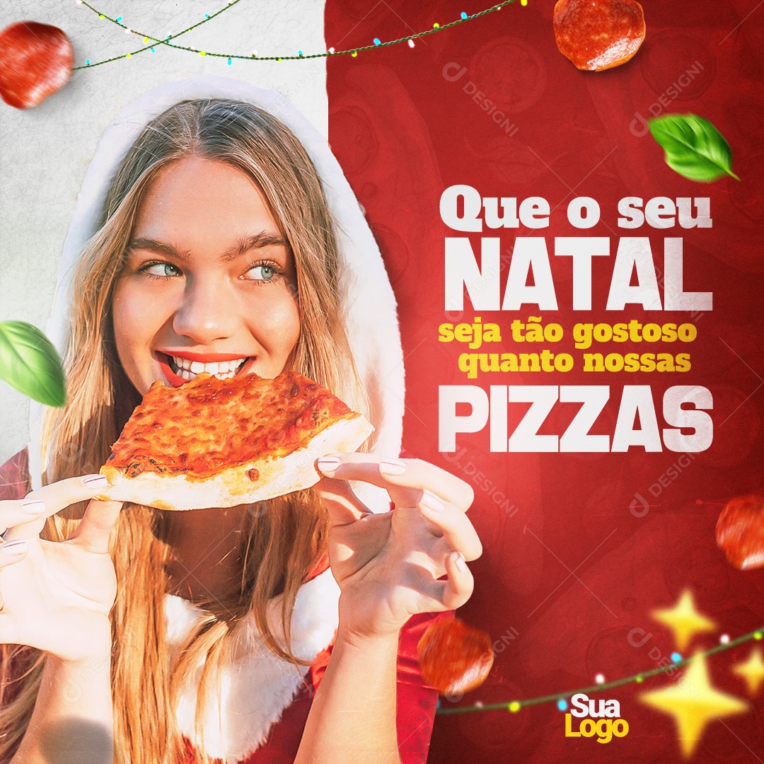 Pizzaria Que o seu Natal Seja Tão Gostoso Quanto nossas Pizzas Social Media PSD Editável