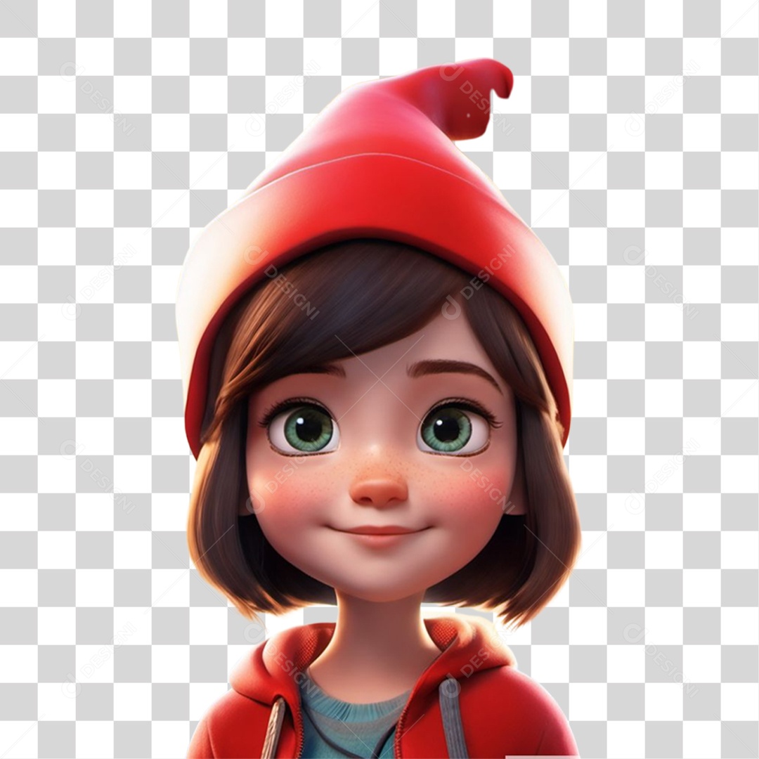 Personagem Criança 3D com Gorro PNG Transparente