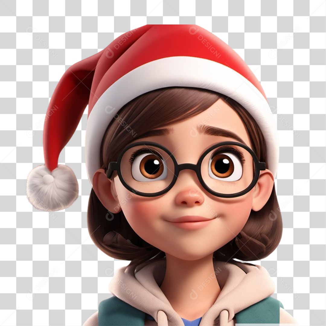 Personagem Criança 3D com Gorro PNG Transparente