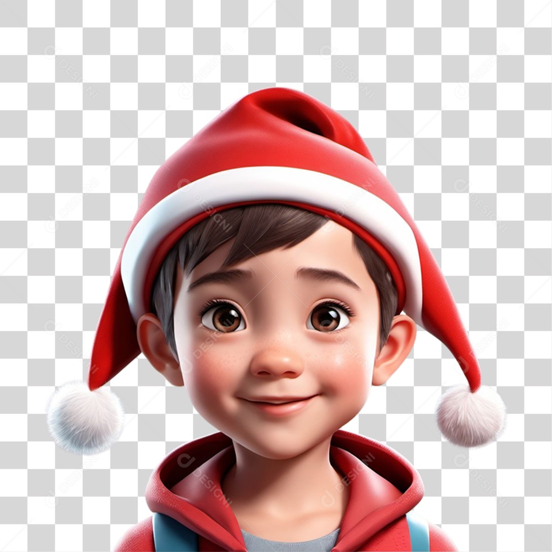Personagem Criança 3D com Gorro PNG Transparente