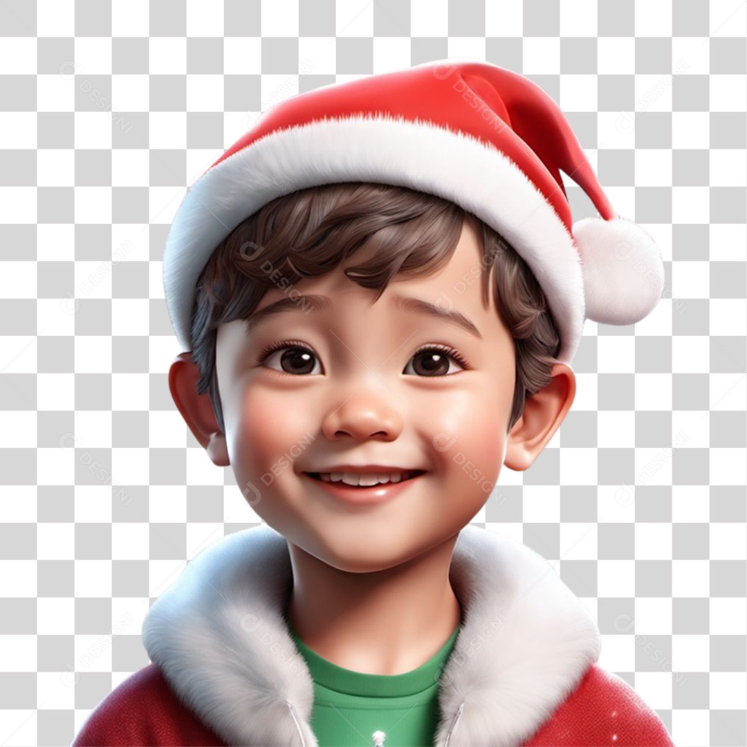 Personagem Criança 3D com Gorro PNG Transparente