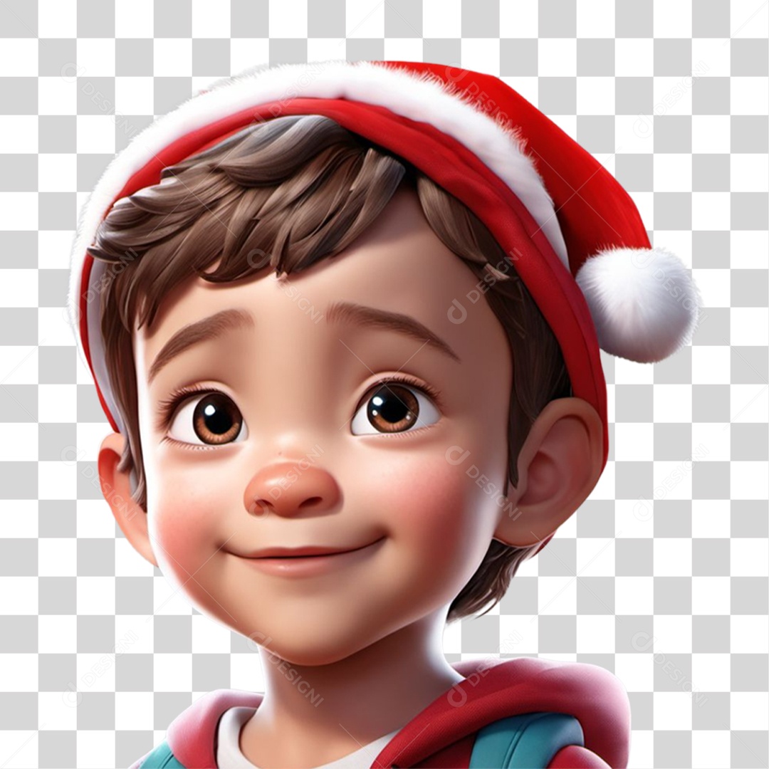Personagem Criança 3D com Gorro PNG Transparente
