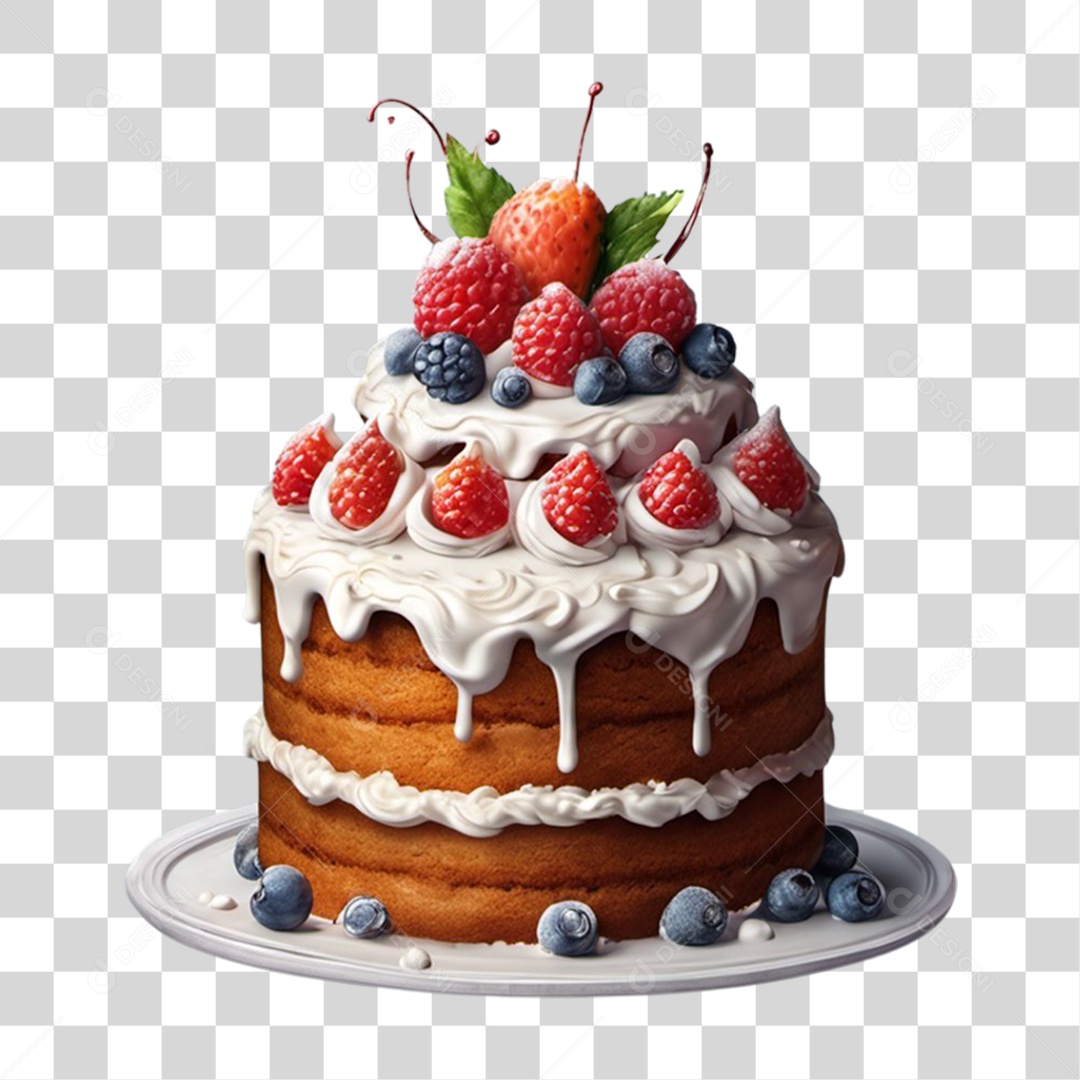 Bolo Confeitado com Cobertura PNG Transparente