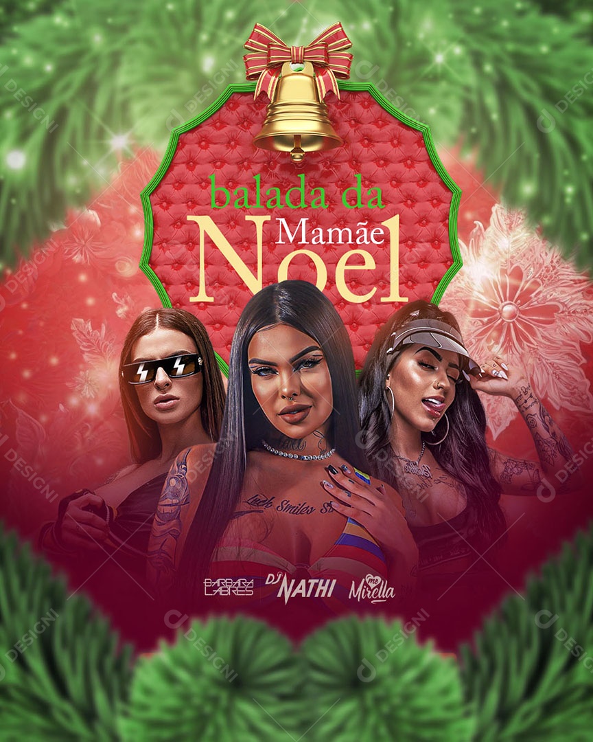 Social Media Flyer Feed Balada Da Mamãe Noel PSD Editável
