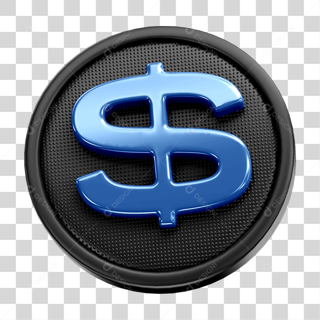 Ícone 3D Cifrão Dinheiro Moeda Símbolo Para Composição PNG Transparente