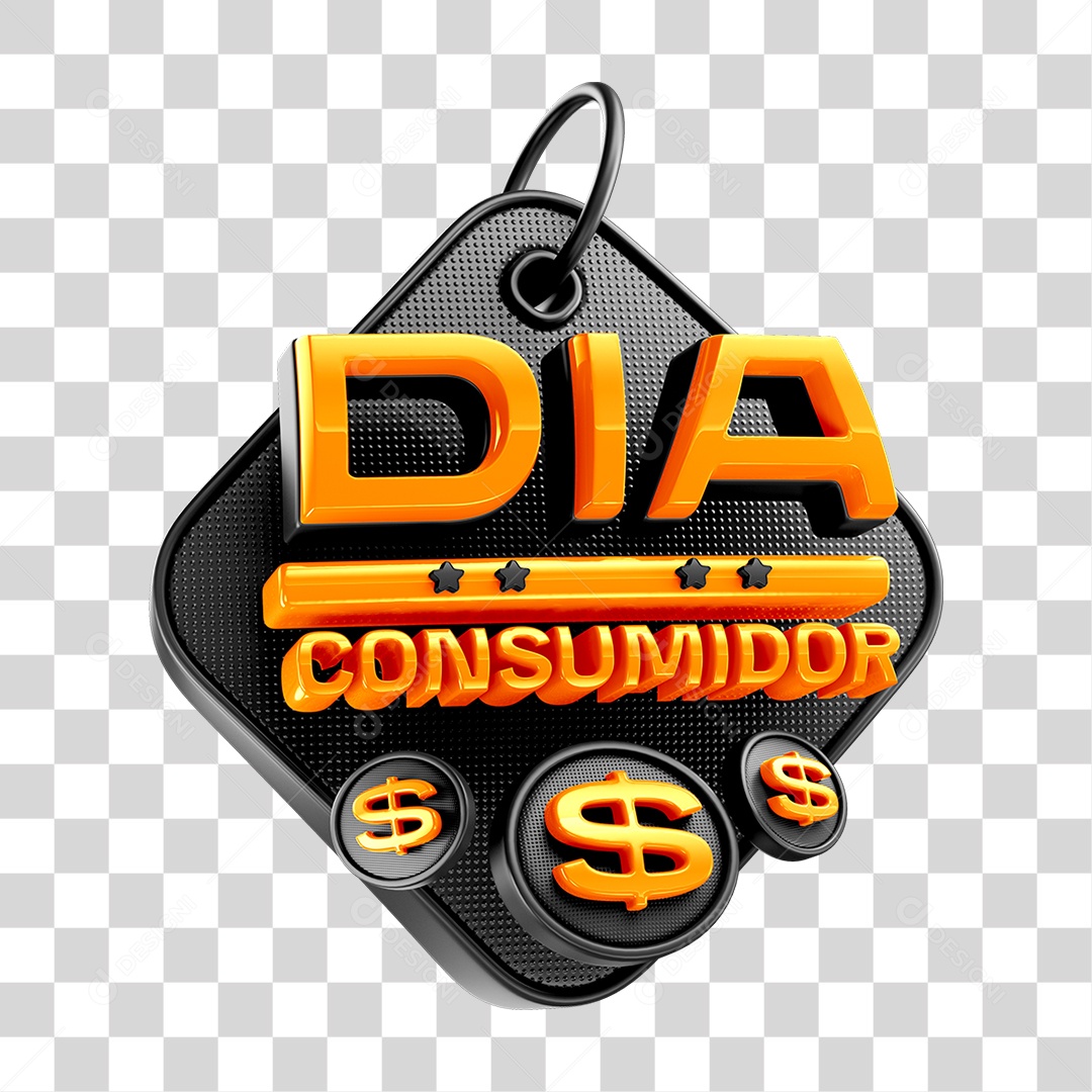 Elemento 3D Dia do Consumidor Para Composição PNG Transparente