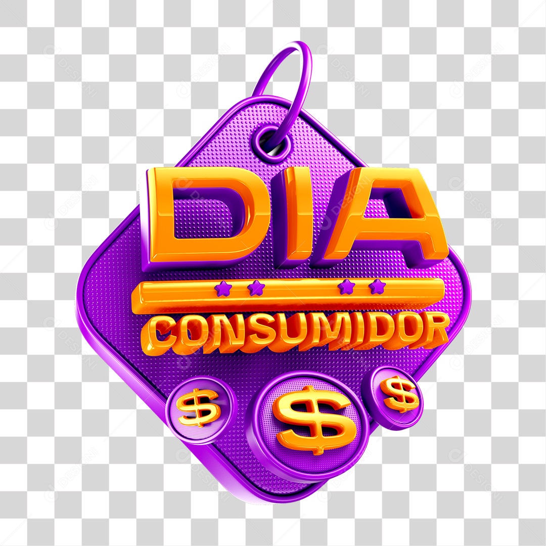 Elemento 3D Dia do Consumidor Para Composição PNG Transparente