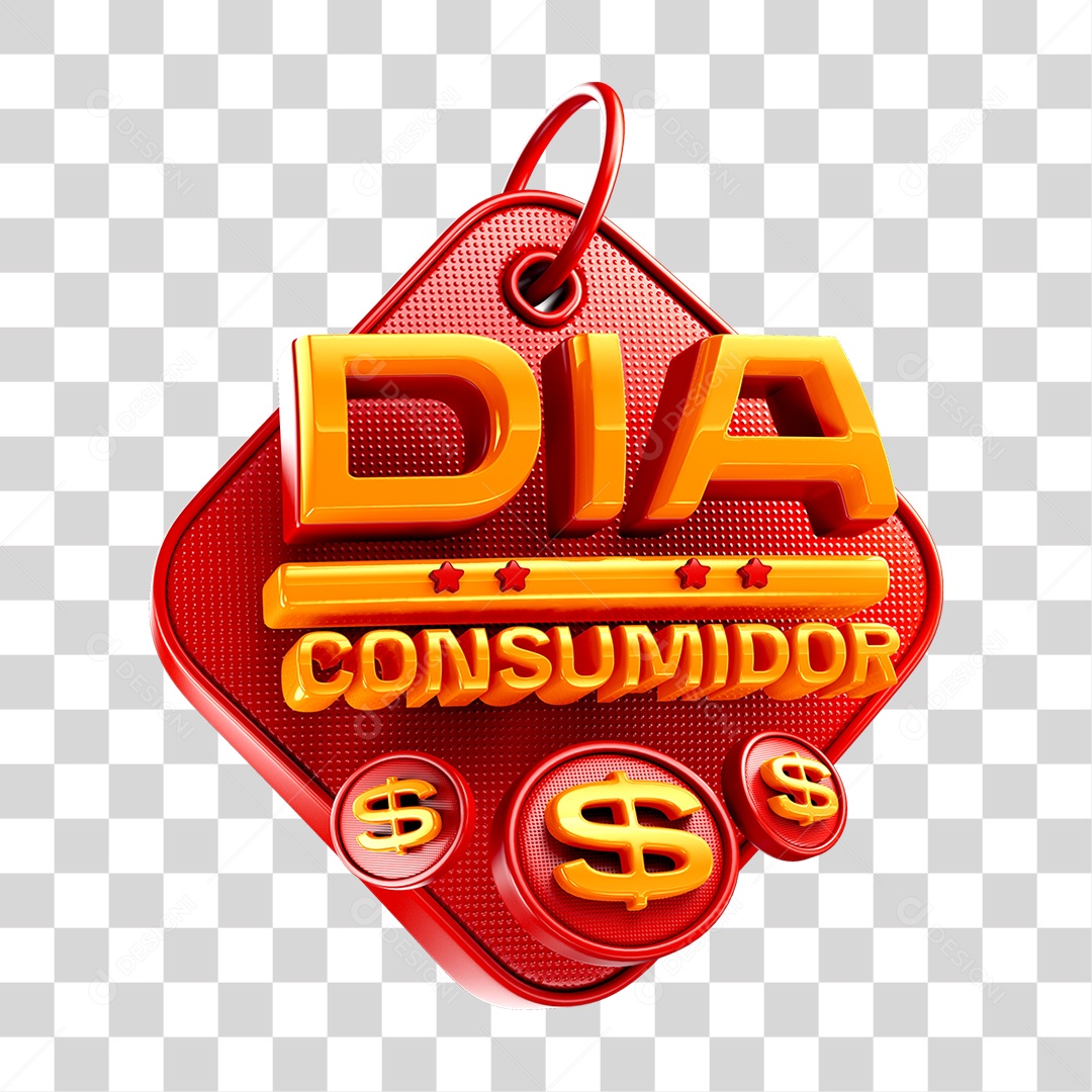 Elemento 3D Dia do Consumidor Para Composição PNG Transparente