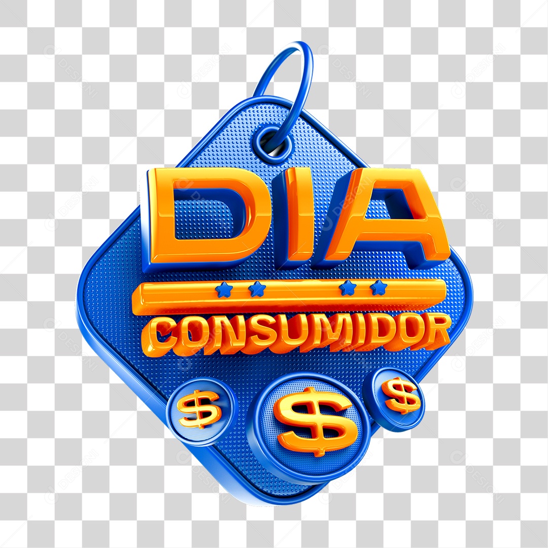 Elemento 3D Dia do Consumidor Para Composição PNG Transparente