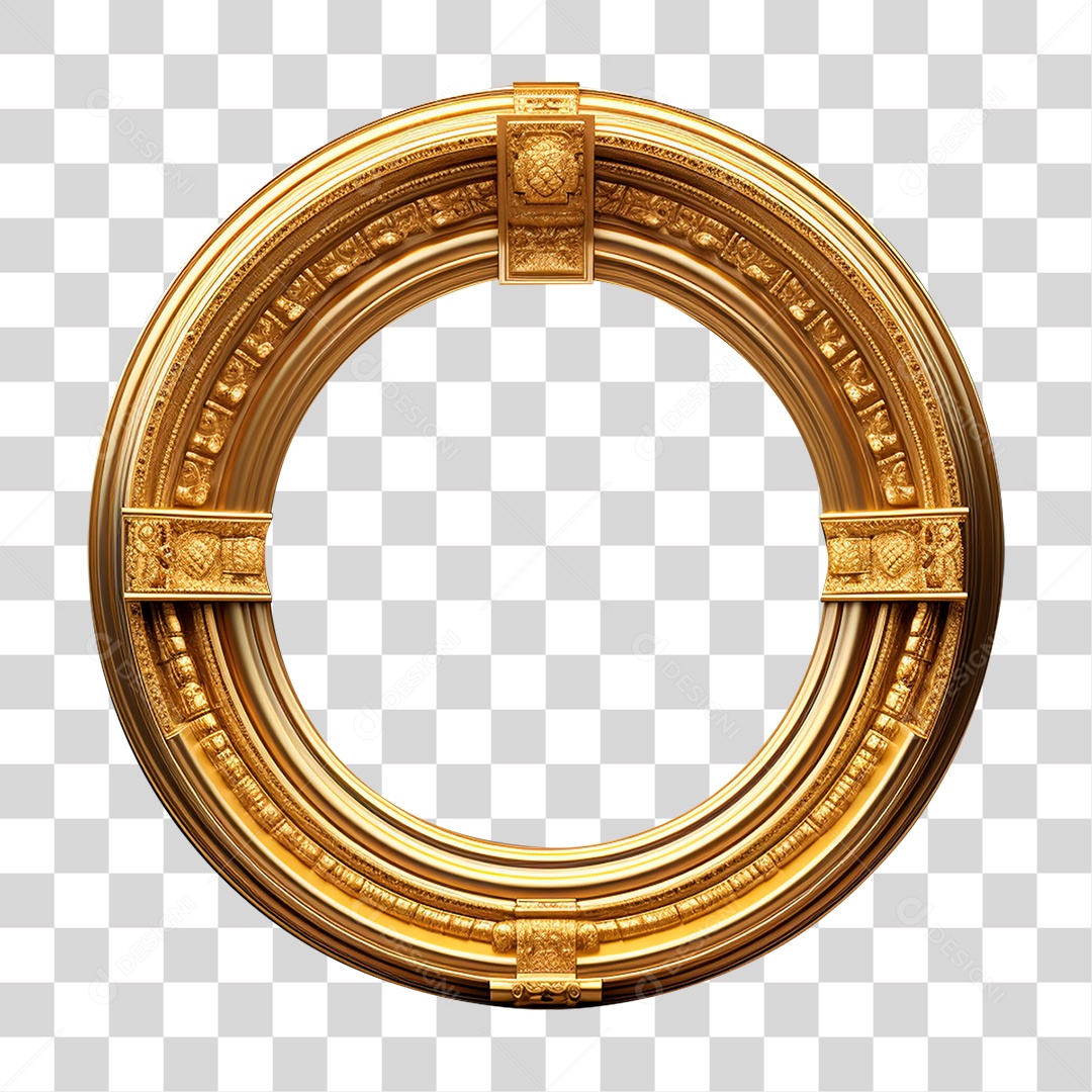 Circulo Anel Dourado PNG Transparente