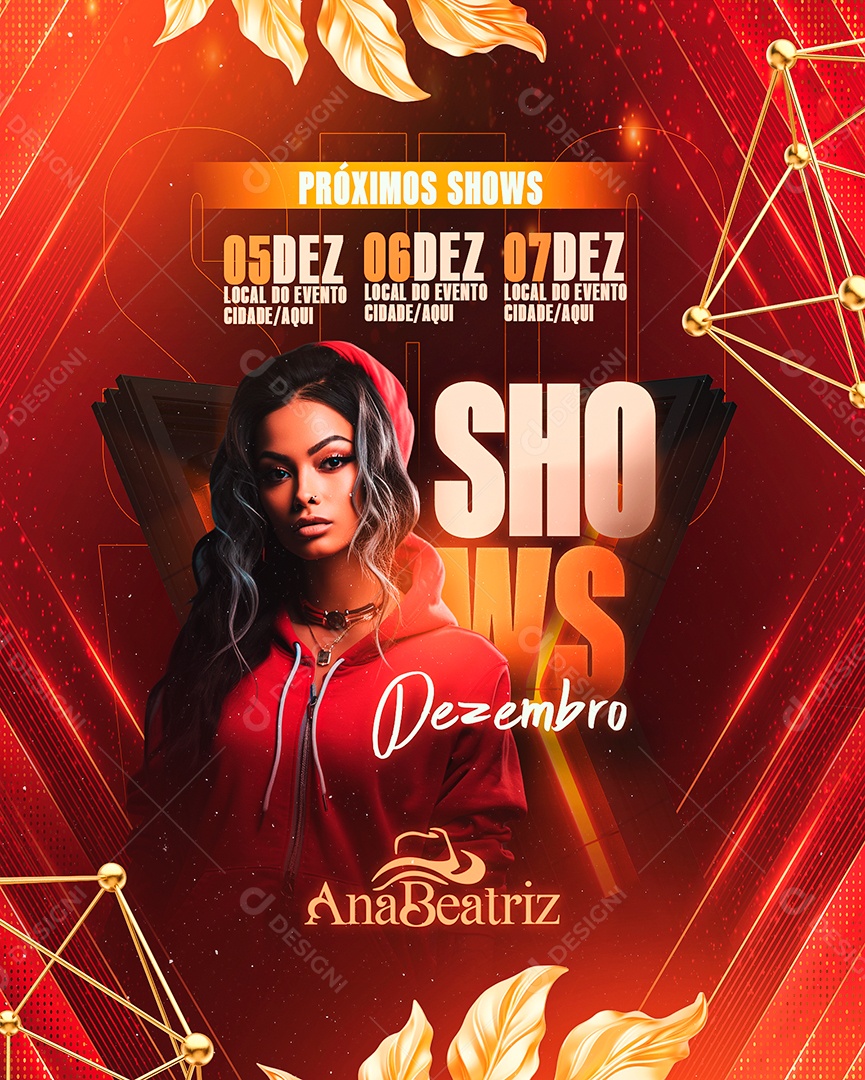 Flyer Ano Novo Próximos Shows Ana Beatriz Social Media PSD Editável