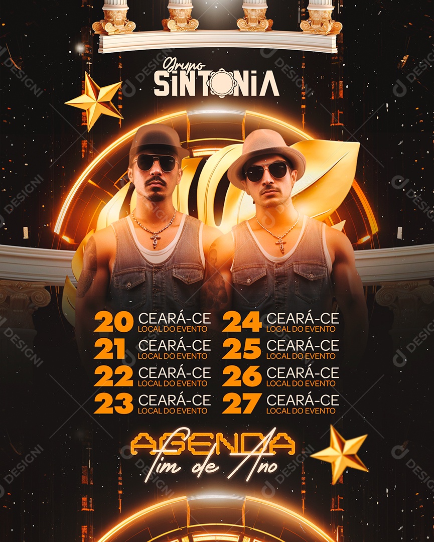 Flyer Ano Novo Grupo Sintonia Agenda Fim de Ano Social Media PSD Editável