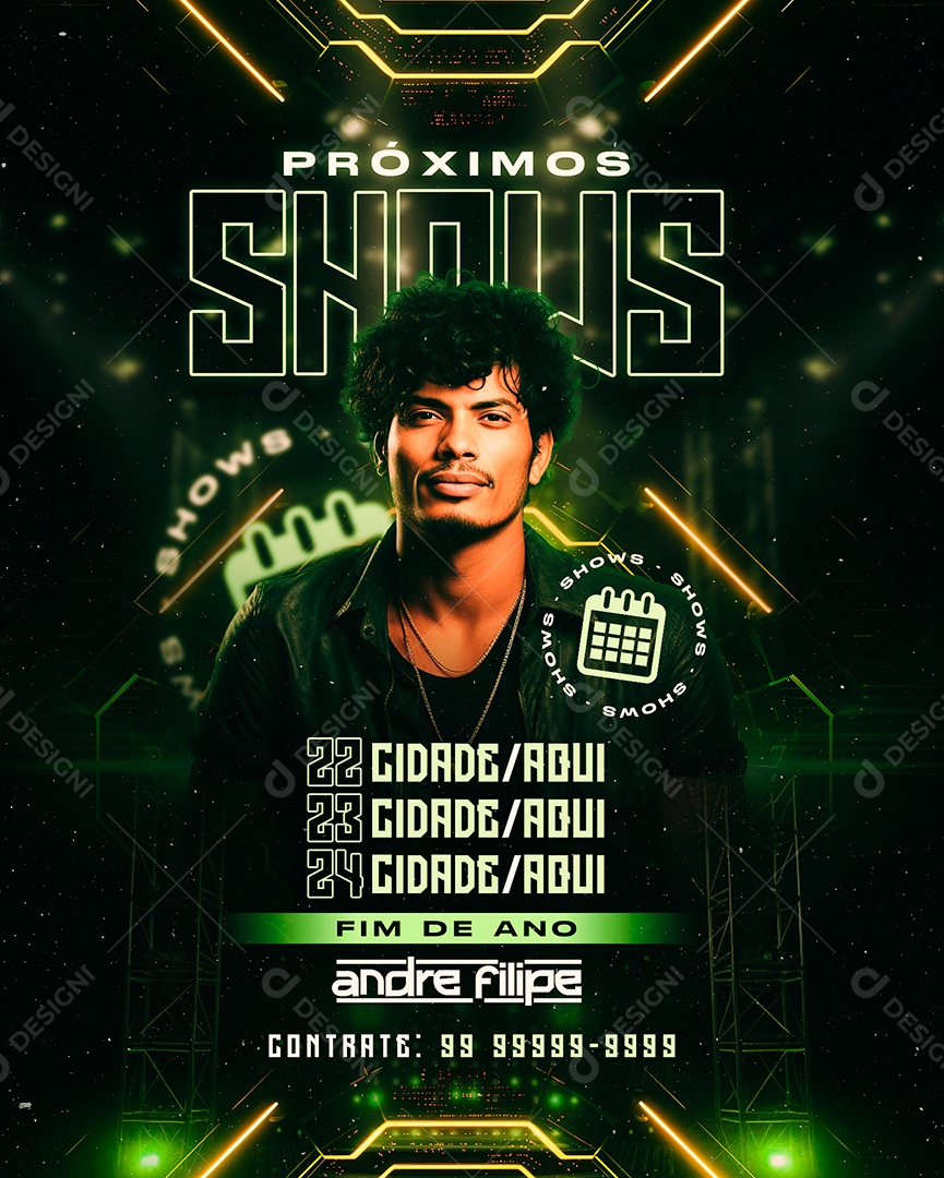 Flyer Ano Novo Próximos Shows Fim de Ano Andre Felipe Social Media PSD Editável