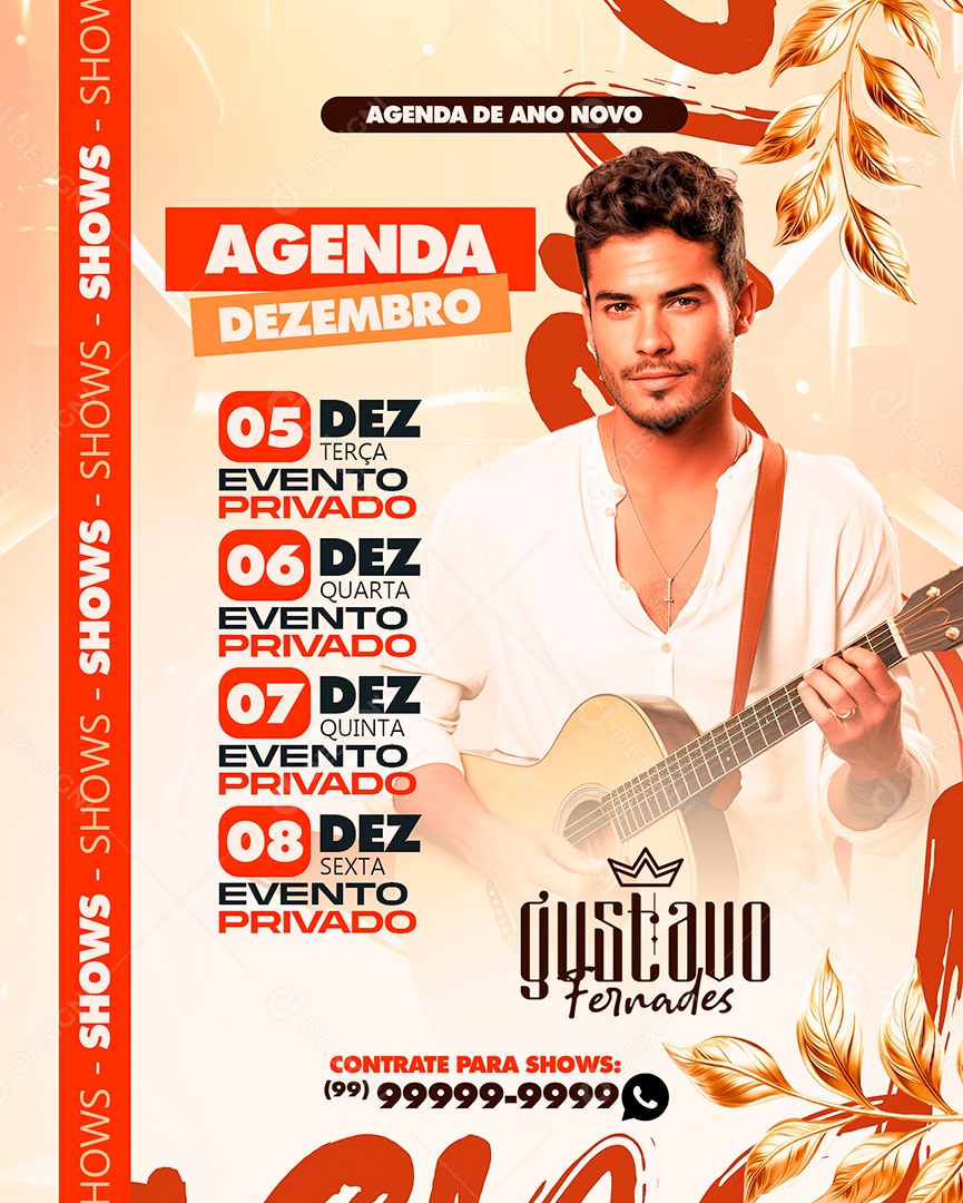Flyer Ano Novo Agenda de Ano Novo Gustavo Fernades Social Media PSD Editável