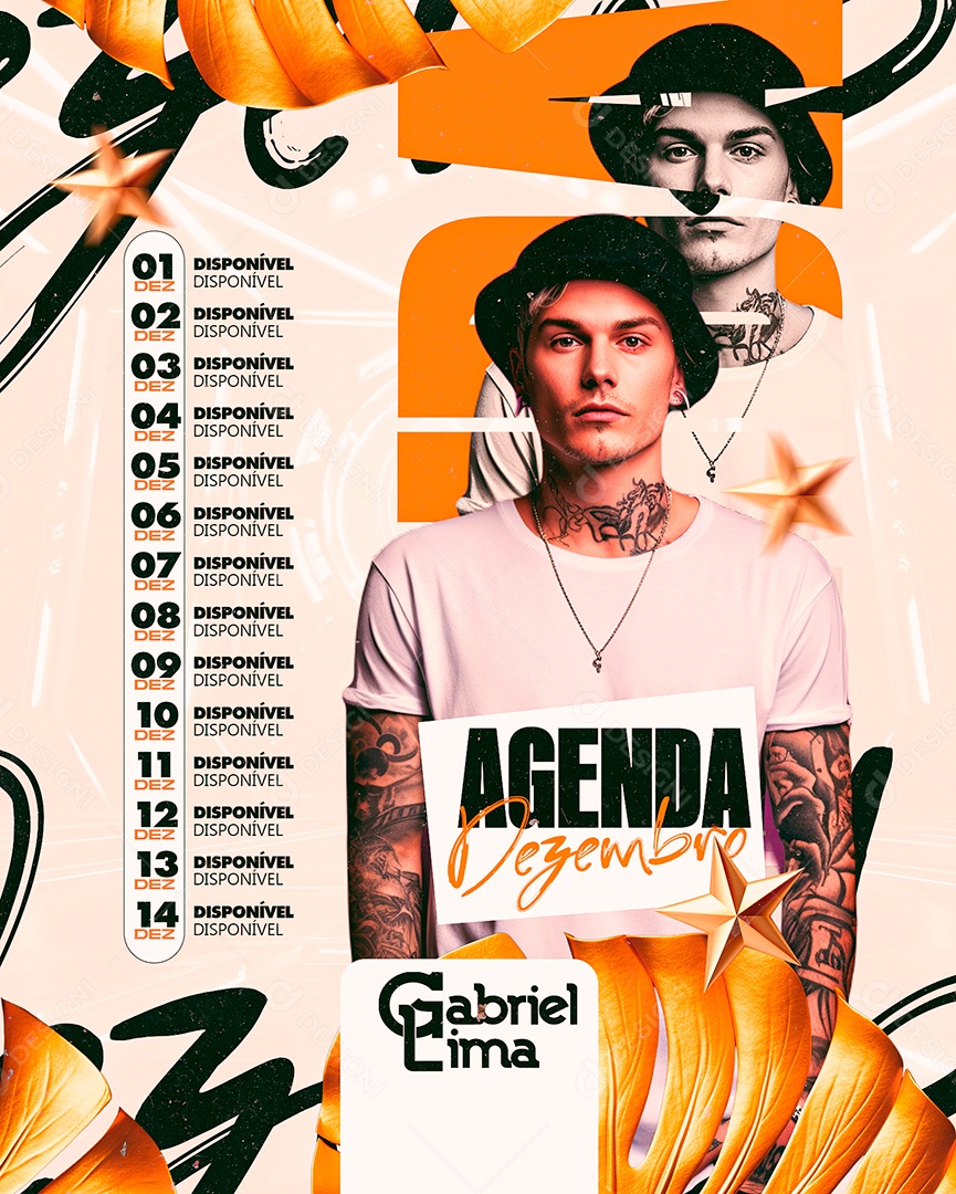 Flyer Ano Novo Agenda Dezembro Gabriel Lima Social Media PSD Editável
