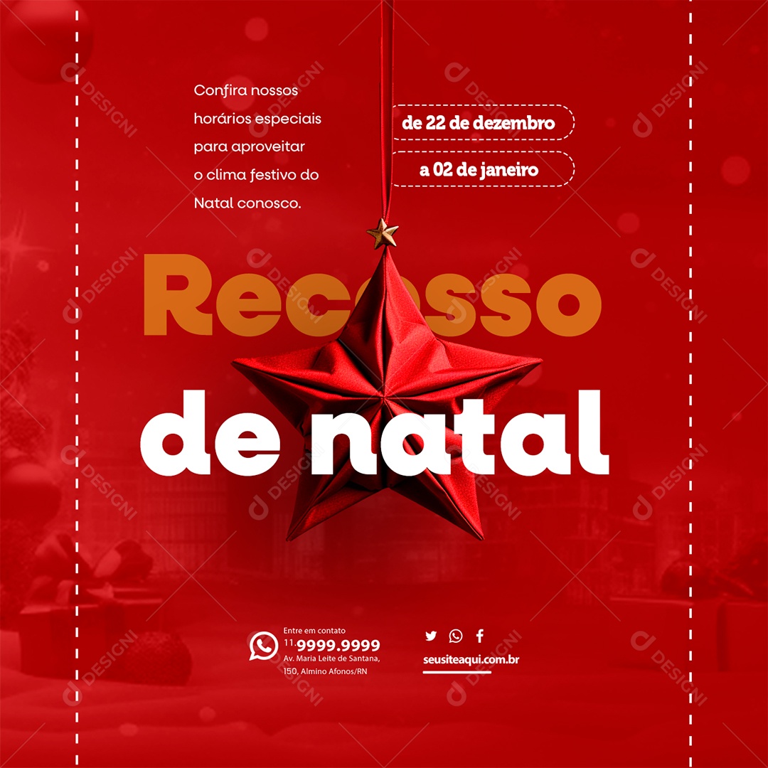 Recesso de Natal Confira nossos Horários Lojas Comércios Supermercado e Empresas Social Media PSD Editável