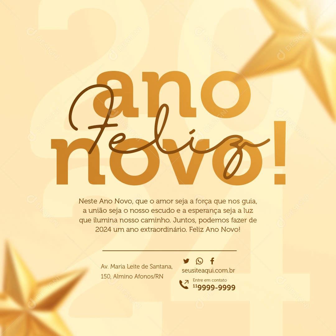 Feliz Ano Novo Que o Amor Seja a Força Que nos Guia Social Media PSD Editável