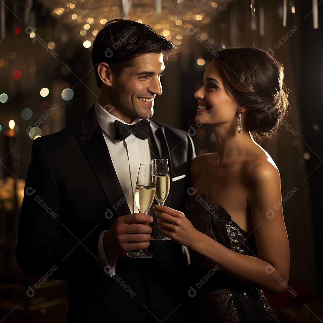 Lindo casal felizes sobre uma festa