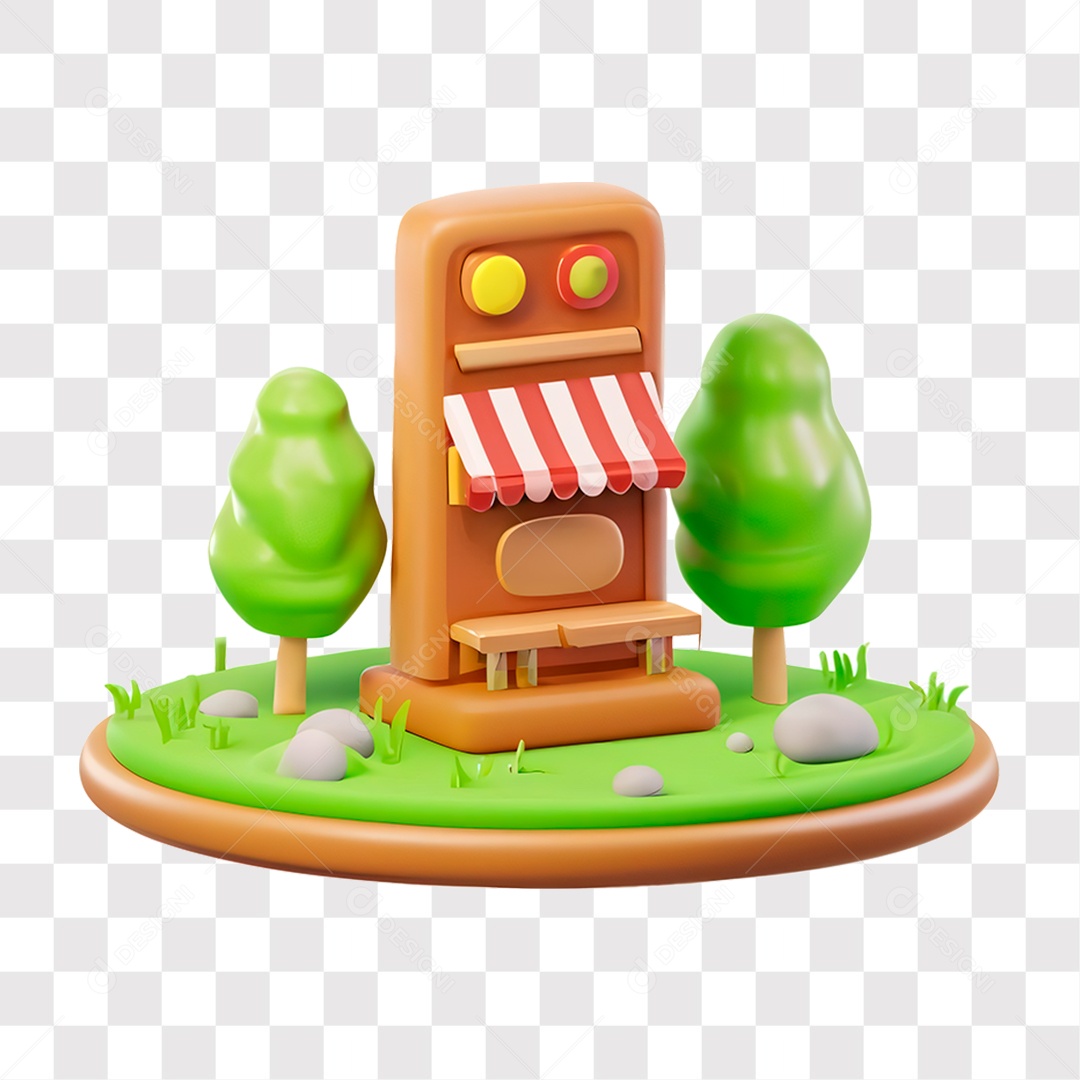 Ícone de Loja Sustentável Agronomia Natureza Elemento 3D PNG Transparente Sem Fundo