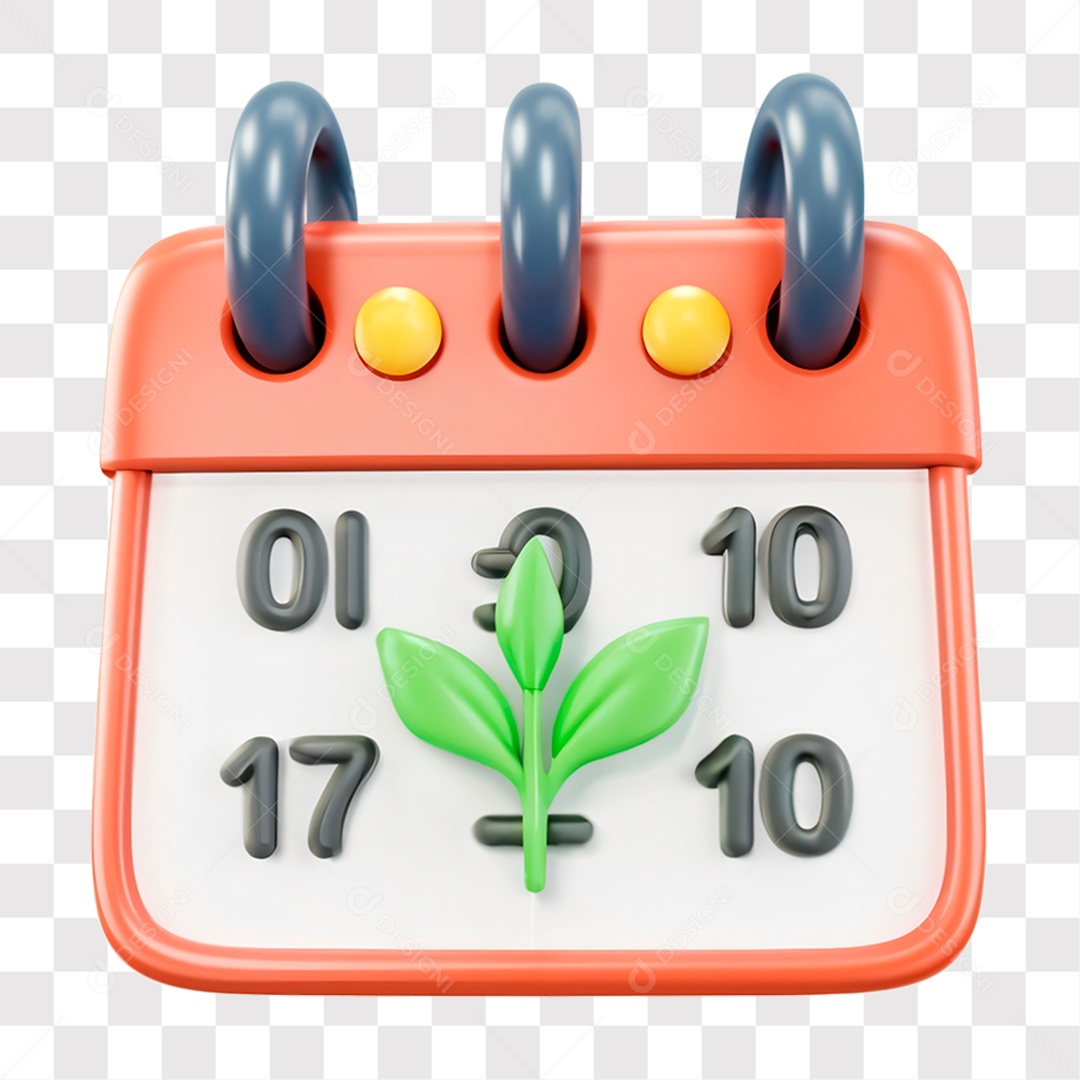 Ícone de Calendário Sustentável Agronomia Natureza Elemento 3D PNG Transparente Sem Fundo