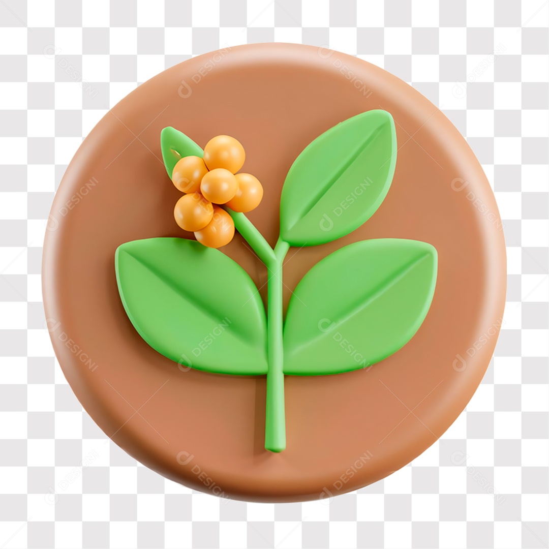 Ícone Sustentável Agronomia Natureza Planta Elemento 3D PNG Transparente Sem Fundo