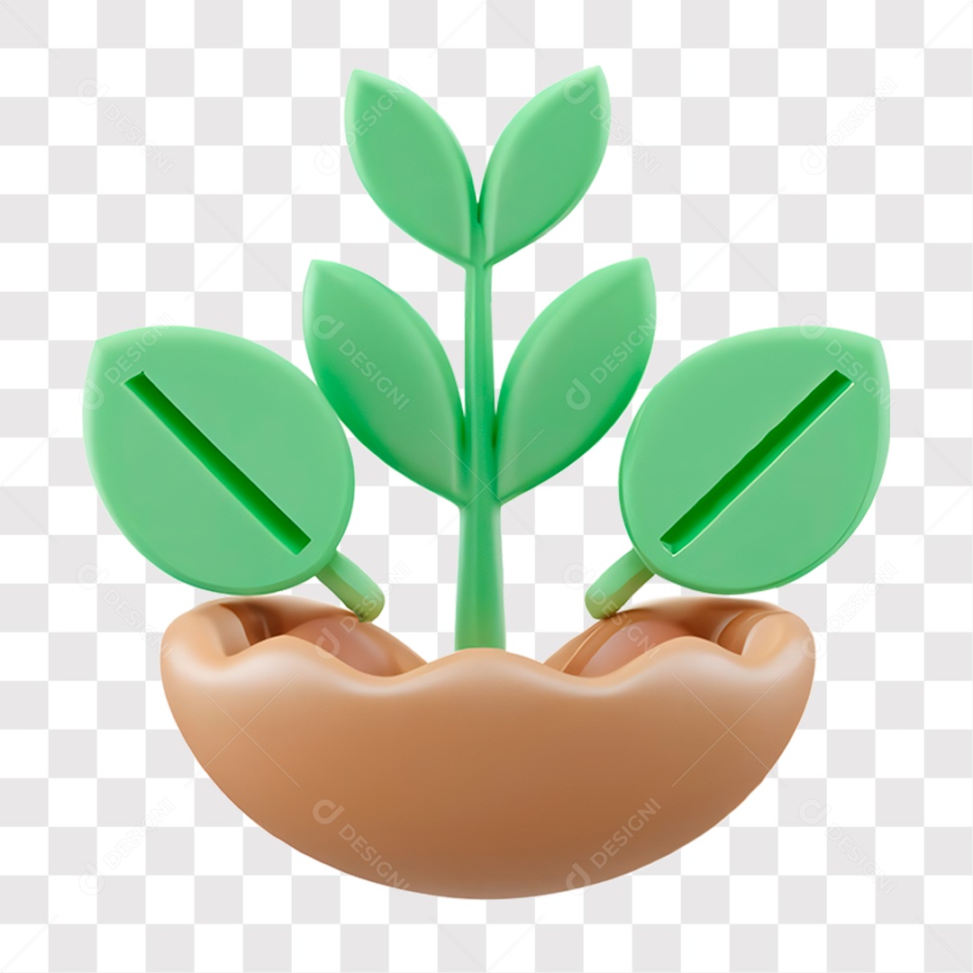 Ícone Sustentável Agronomia Natureza Planta Elemento 3D PNG Transparente Sem Fundo