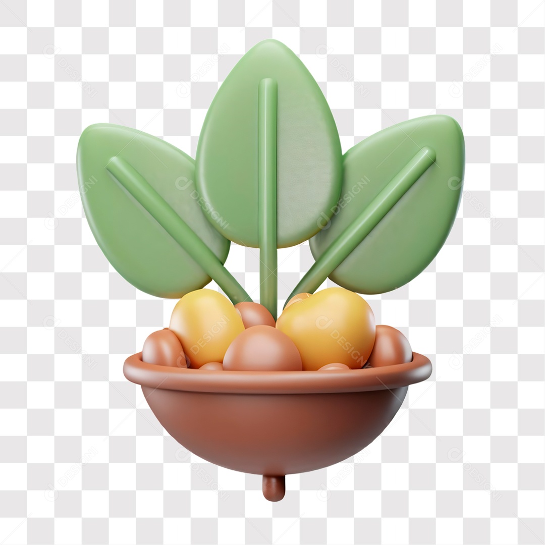 Ícone Sustentável Agronomia Natureza Planta Elemento 3D PNG Transparente Sem Fundo