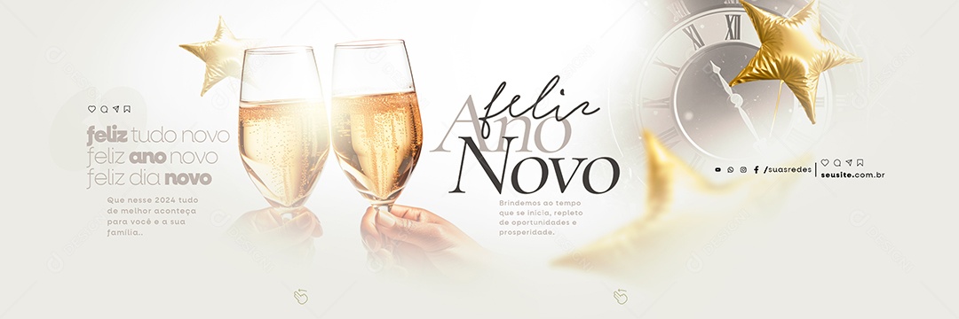 Carrossel Feliz Ano Novo Que Neste 2024 Tudo de Melhor Aconteça para Você Social Media PSD Editável